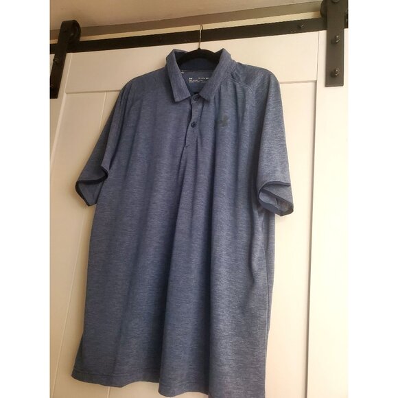 Under Armour Other - Under Armour Mens Golf Shirt XXL Loose Fit Blue Polyester Short Sleeve